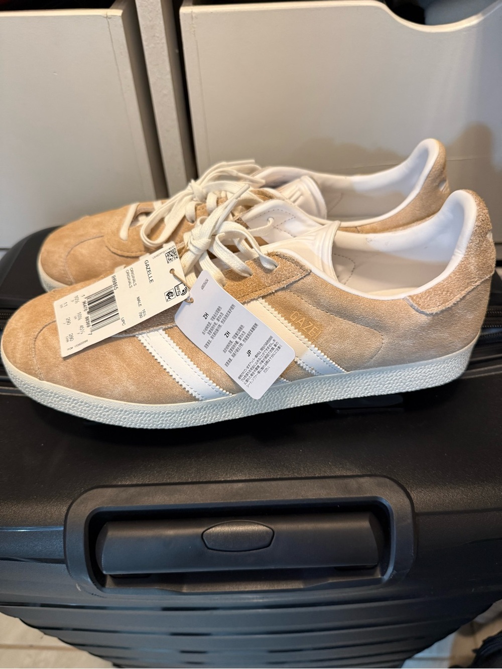 adidas Originals Gazelle Men’s Suede Sneakers in Beige and White